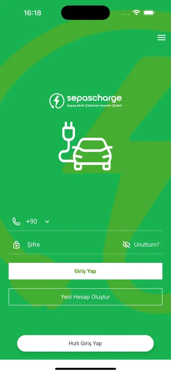 Sepascharge Uygulama Ekranı